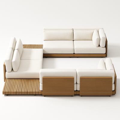 Coastline Atelier Modular Teak Deck Lounge Set